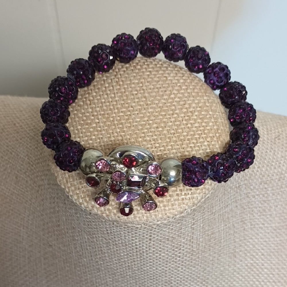 Snap style Purple and Pink Beaded Bracelet